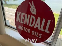 Old Kendall Motor Oil Tin Curb Display Sign Double sided gas Station