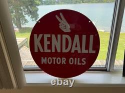 Old Kendall Motor Oil Tin Curb Display Sign Double sided gas Station