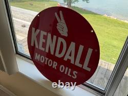 Old Kendall Motor Oil Tin Curb Display Sign Double sided gas Station