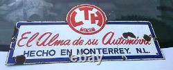 Old Mexican car battery LTH enameled advertising sign of double-sided