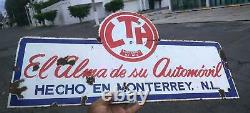 Old Mexican car battery LTH enameled advertising sign of double-sided