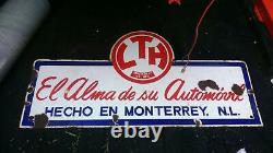 Old Mexican car battery LTH enameled advertising sign of double-sided