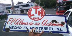 Old Mexican car battery LTH enameled advertising sign of double-sided