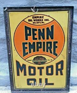 Old Original Vintage Sign Penn Empire Motor Oil Oil City PA USA Double Sided