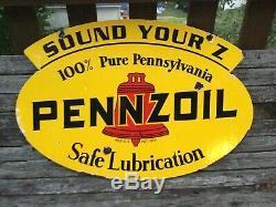 Old Pennzoil Double Sided Porcelain Sign