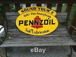 Old Pennzoil Double Sided Porcelain Sign