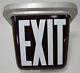 Old Ruby Red Thick Glass Lighted Exit Sign Double Sided Bevel Ceiling Mount Lamp