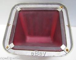 Old Ruby Red Thick Glass Lighted EXIT Sign Double Sided Bevel ceiling mount lamp