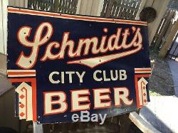 Old Schmidts Beer Double Sided Porcelain Sign