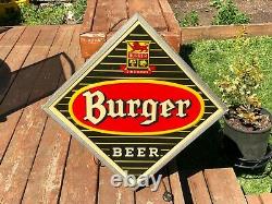 Old Vintage 1950's 60's Burger Beer Lighted Sign Large Double Sided Bar Tavern