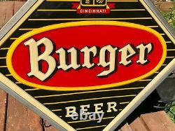 Old Vintage 1950's 60's Burger Beer Lighted Sign Large Double Sided Bar Tavern