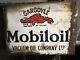 Old Vintage Mobiloil Gargoyle Enamel Double Side Garage Oil Advertising Sign Gc