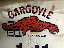 Old Vintage Mobiloil Gargoyle Enamel Double Side Garage Oil Advertising Sign GC