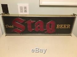 Old Vintage STAG Beer Lighted Sign Double Sided Adverting. Beautiful, RARE