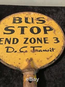 Old Washington DC Metal Bus Stop Pole Sign Cast Iron Double Sided