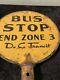 Old Washington Dc Metal Bus Stop Pole Sign Cast Iron Double Sided