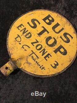 Old Washington DC Metal Bus Stop Pole Sign Cast Iron Double Sided