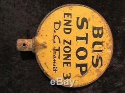 Old Washington DC Metal Bus Stop Pole Sign Cast Iron Double Sided