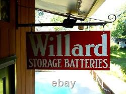 Old Willard Storage Batteries Double Sided Hanging Sign Bracket 28 by 13