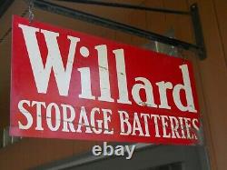 Old Willard Storage Batteries Double Sided Hanging Sign Bracket 28 by 13