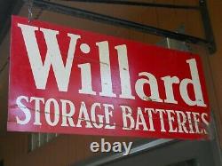 Old Willard Storage Batteries Double Sided Hanging Sign Bracket 28 by 13