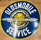 Oldsmobile Gas Service Heavy Metal Porcelain Enamel 48 Inch Double Sided Sign