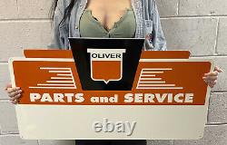 Oliver Parts And Service Double Sided Die Cut Metal Sign Mechanic Gas Oil