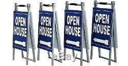 Open House Yard Sign Kit 4 Metal 12x28 A Frame 4 Double Sided Signs 12x18