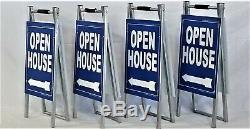 Open House Yard Sign Kit 4 Metal 12x28 A Frame 4 Double Sided Signs 12x18