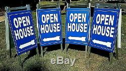 Open House Yard Sign Kit 4 Metal 12x28 A Frame 4 Double Sided Signs 12x18