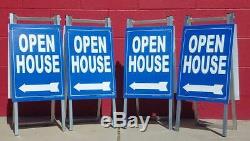 Open House Yard Sign Kit 4 Metal 12x28 A Frame 4 Double Sided Signs 12x18