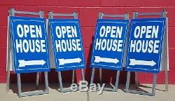 Open House Yard Sign Kit 4 Metal 12x28 A Frame 4 Double Sided Signs 12x18