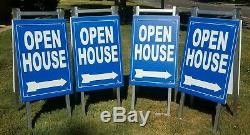Open House Yard Sign Kit 4 Metal 12x28 A Frame 4 Double Sided Signs 12x18