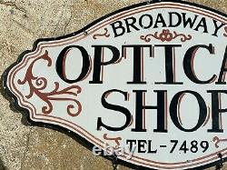 Optical Shop Heavy, Double Sided Porcelain (2 Piece) Sign, Nice Condition