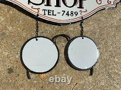 Optical Shop Heavy, Double Sided Porcelain (2 Piece) Sign, Nice Condition