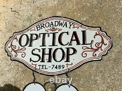 Optical Shop Heavy, Double Sided Porcelain (2 Piece) Sign, Nice Condition