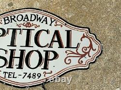 Optical Shop Heavy, Double Sided Porcelain (2 Piece) Sign, Nice Condition