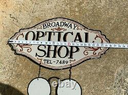 Optical Shop Heavy, Double Sided Porcelain (2 Piece) Sign, Nice Condition