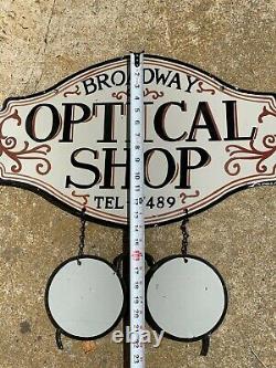 Optical Shop Heavy, Double Sided Porcelain (2 Piece) Sign, Nice Condition