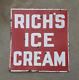 Orig. 1940's. Rich's Ice Cream Double Sided Porcelain Sign. 24 X 26