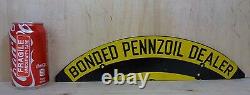 Orig Old BONDED PENNZOIL DEALER Double Sided Sign Gas Station Repair Shop Ad