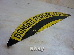 Orig Old BONDED PENNZOIL DEALER Double Sided Sign Gas Station Repair Shop Ad