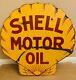 Orig Vintage Shell Motor Oil Double Sided Porcelain Sign Clamshell Gas 25 X 24