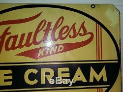 Original 1930's Faultless Ice Cream Double Sided Advertising Sign Danville Dairy