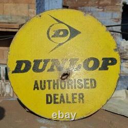 Original 1930's Old Vintage Double Side Dunlop Ad. Porcelain Enamel Sign Board
