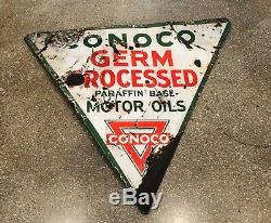 Original 1930's Porcelain Double Sided Conoco Motor Oil Sign