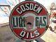 Original 1930's Porcelain Double Sided Cosden Liquid Gas And Oil Sign