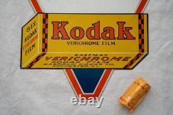 Original 1930s Kodak Verichrome film porcelain enamel double sided sign 17x17