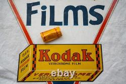 Original 1930s Kodak Verichrome film porcelain enamel double sided sign 17x17