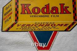 Original 1930s Kodak Verichrome film porcelain enamel double sided sign 17x17